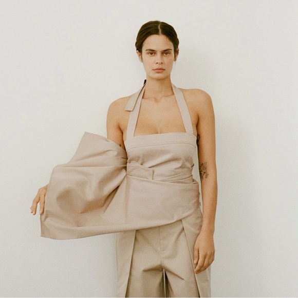 ZARA NWT  Woman Asymmetric Gabardine Top Bloggers Fav Size S - Picture 3 of 16